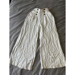 Oakridge White Wide Leg Sailor Pants High Waisted Tortoise Button Trousers